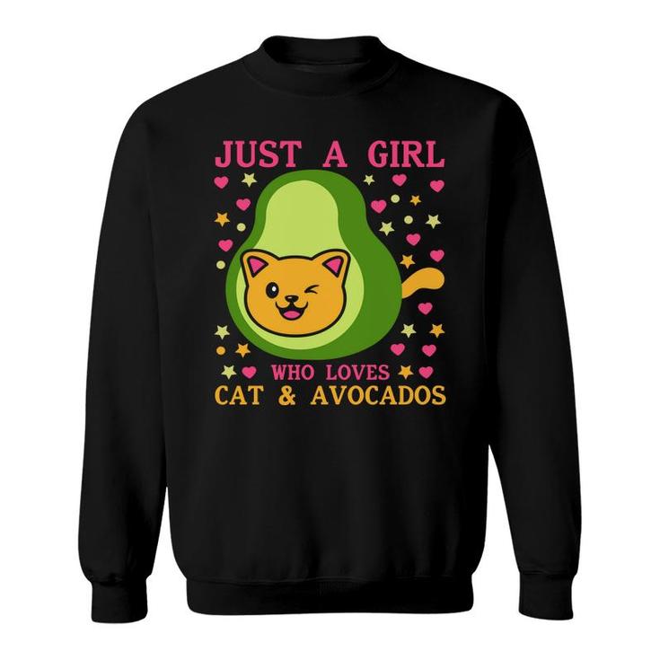Just A Girl Who Lovers Cat And Avocados Funny Avocado Sweatshirt