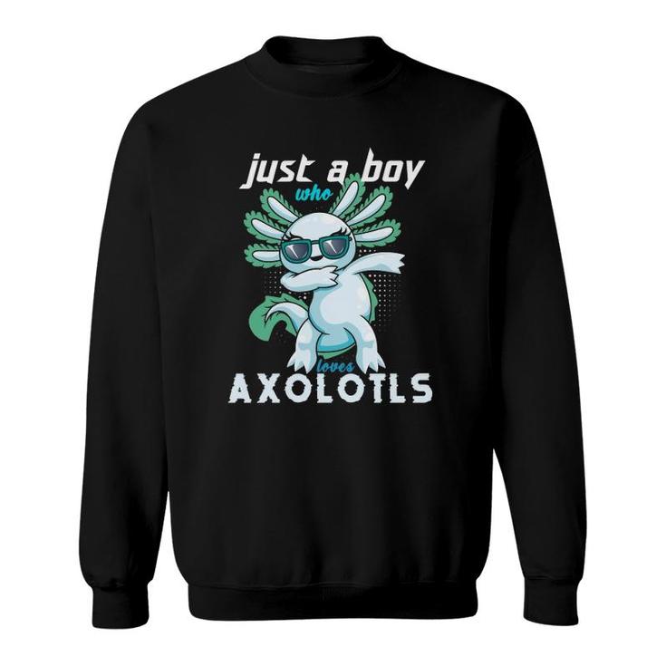 Kawaii Dabbing Just A Boy Who Loves Axolotls Kids & Boys Sweatshirt