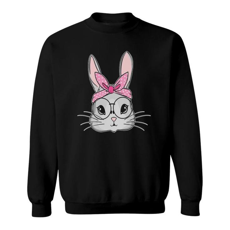 Kids Easter Bunny Cute Rabbit Messy Bun Girls Kids Sweatshirt