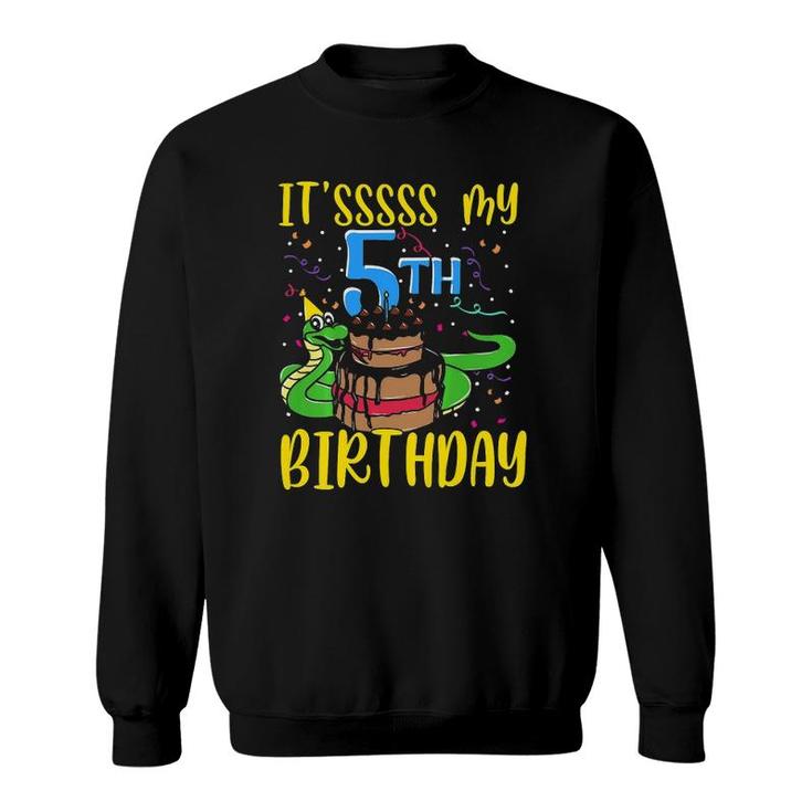 Kids Its My 5Th Birthday Funny Snake 5 Years Old Boys Girls  Sweatshirt