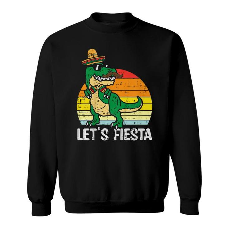 Kids Lets Fiesta Mexican Dino Trex Cinco De Mayo Toddler Boys  Sweatshirt
