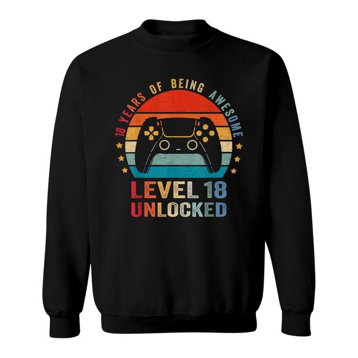 Level 18 Unlocked  18Th Video Gamer Birthday Boy Gift  Sweatshirt