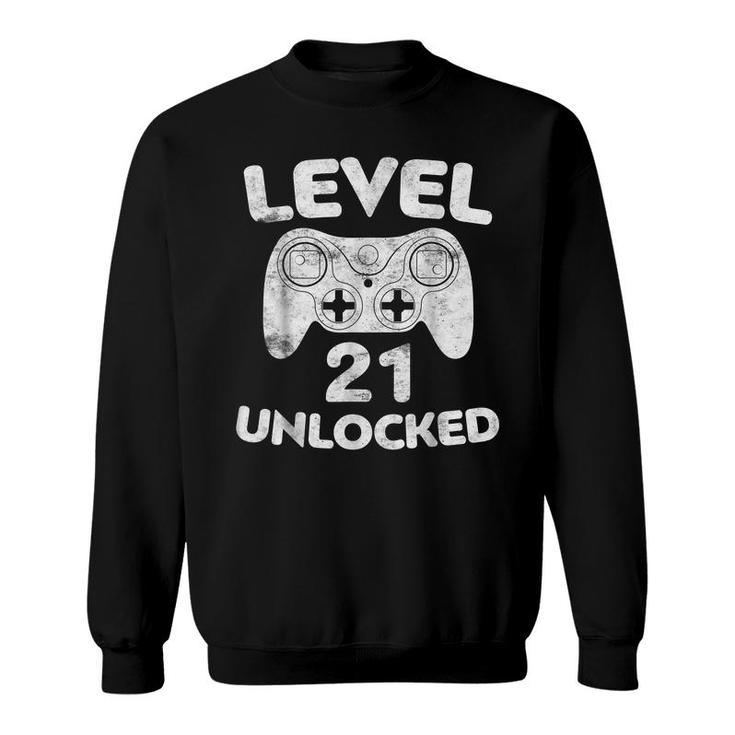 Level 21 Unlocked  21St Video Gamer Birthday Gift  Sweatshirt