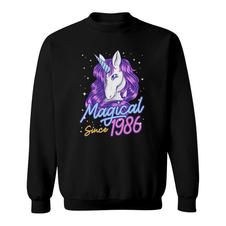 Magical Since 1986 36 Years Old Birthday Party Gift Unicorn Sweatshirt