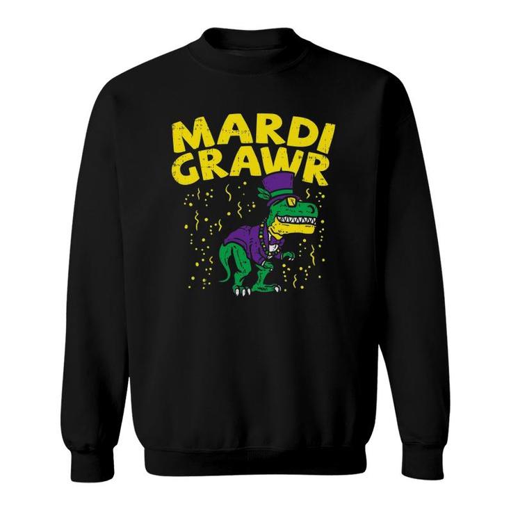 Mardi Grawrrex Dinosaur Funny Mardi Gras Carnival Boys Sweatshirt