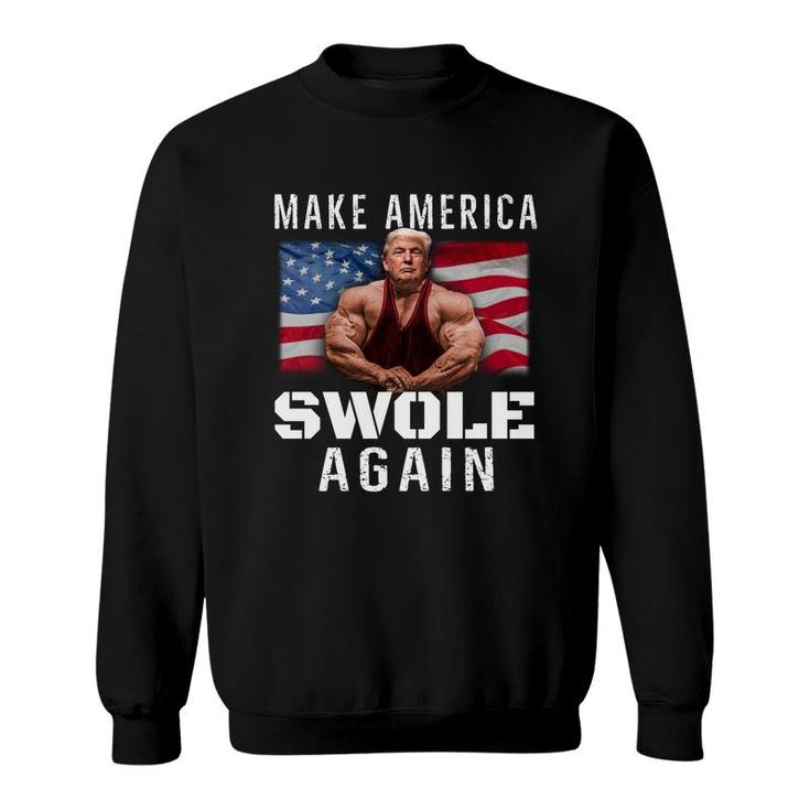 Mens Make America Swole Again Funny Trump Lifting Sweatshirt