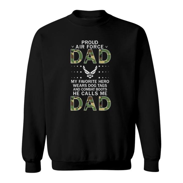 Mens My Favorite Hero Wears Combat Boots Proud Air Force Dad Sweatshirt