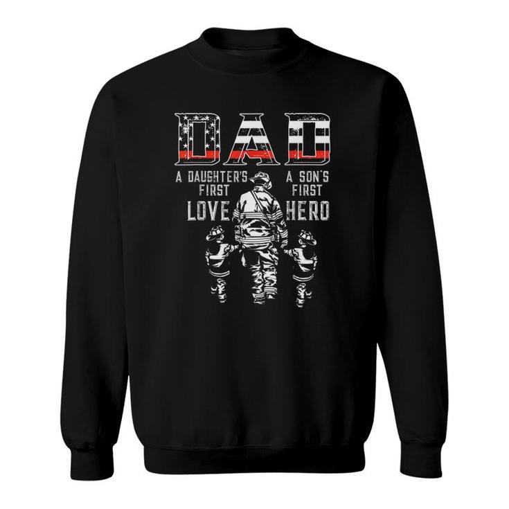 Mens Oxbd Dad Daughter Love Son Hero Fireman Dad Fathers Day Sweatshirt