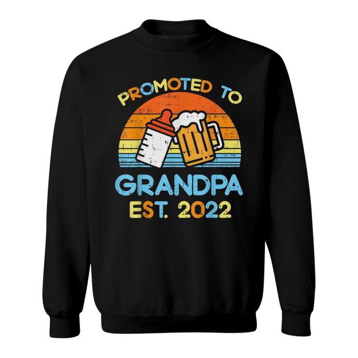 Mens Promoted To Grandpa 2022  Baby Bottle Retro Pregnancy Men  Sweatshirt