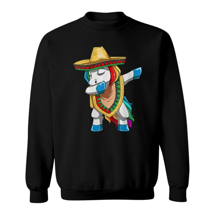 Mexican Unicorn Cinco De Mayo Dabbing Unicorn Funny Fiesta  Sweatshirt