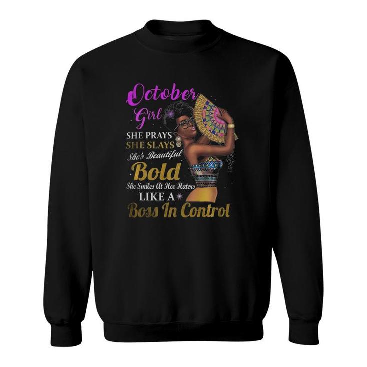 October Girl Birthday Gift Melanin Afro Queen Womens Sweatshirt