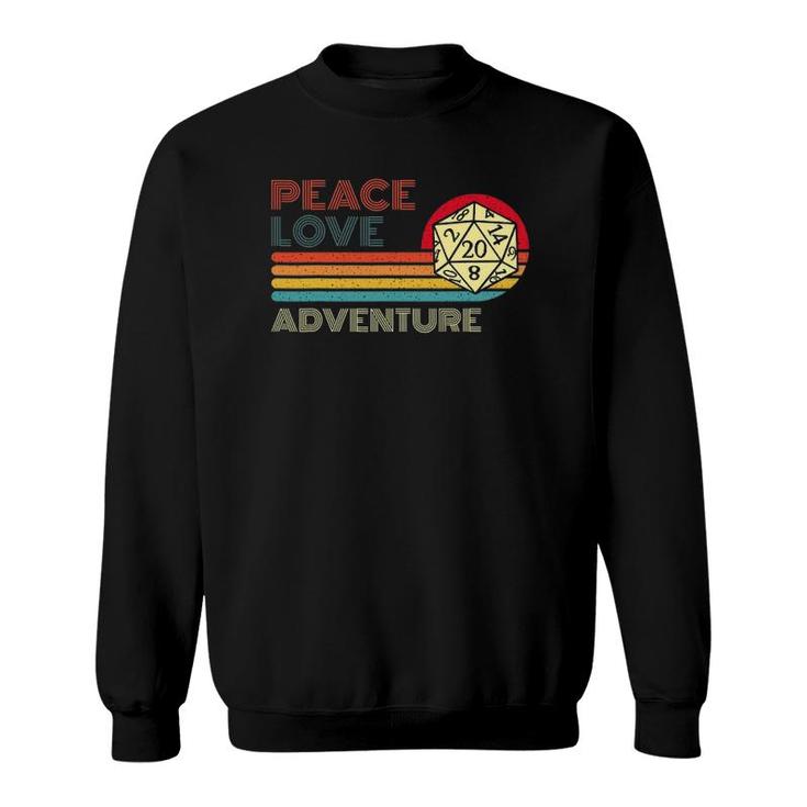 Peace Love Adventure Retro Vintage Sunset Dungeons D20 Gamer Sweatshirt