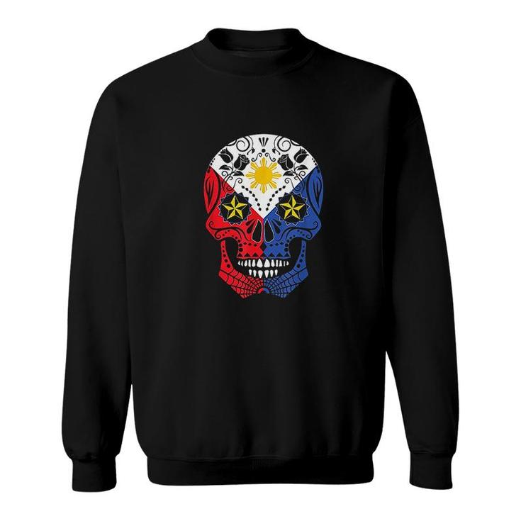 Pinoy Filipino Flag Mexican Sugar Skull Sweatshirt