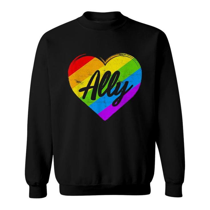 Pride Ally Lgbtq Proud Supporter Gay Pride Flag Sweatshirt