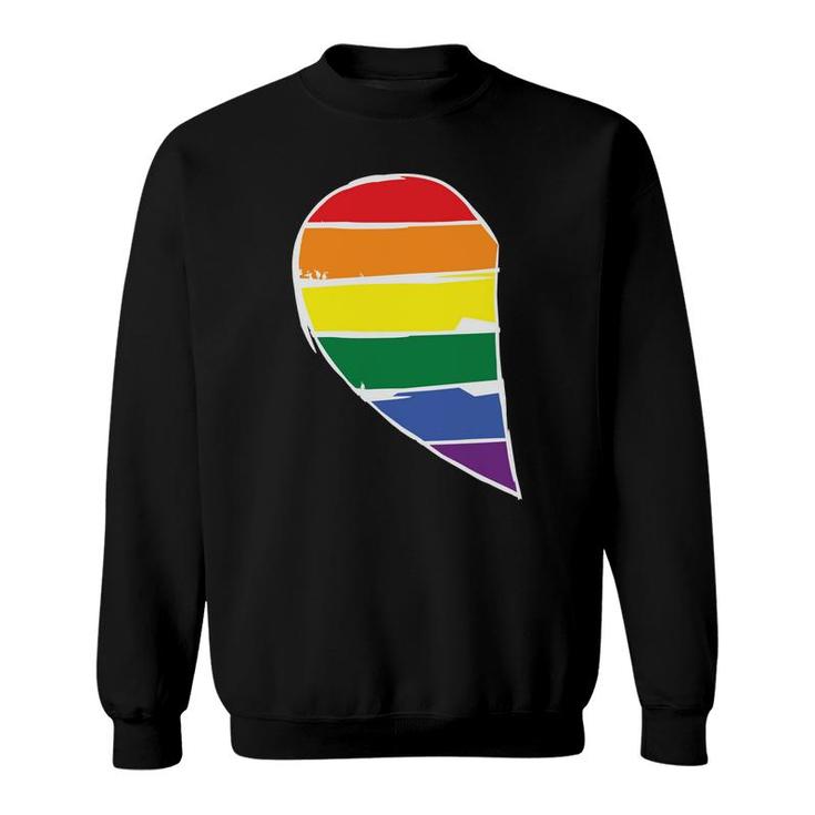 Pride Heart Lgbtq Love Flag Half Of Heart Matching Set Couple Sweatshirt
