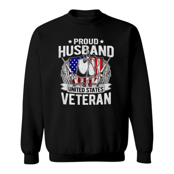 Proud Husband Of A Us Veteran Dog Tags Military Spouse Gift Sweatshirt