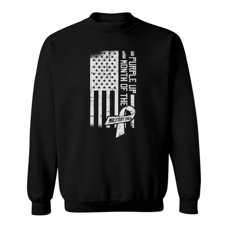 Puple Up Month Of The Military Child American Flag Kids Sweatshirt