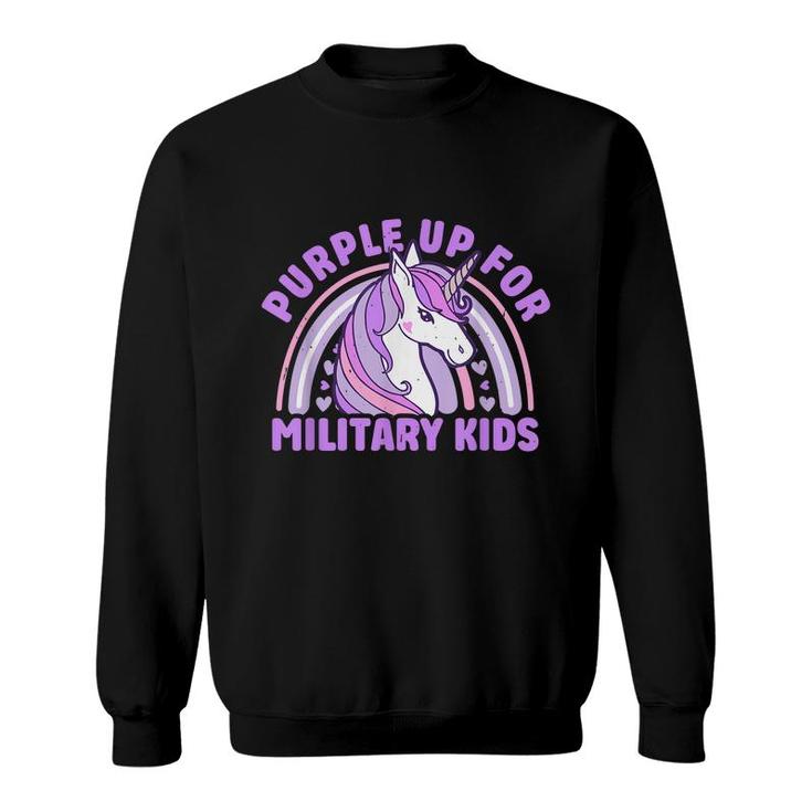 Purple Up For Military Kids Military Child Month Unicorn  Sweatshirt