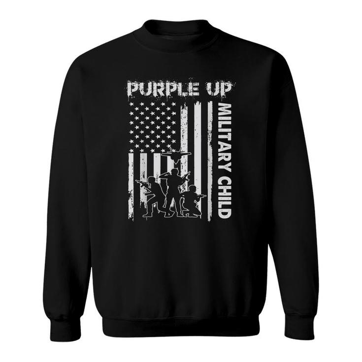 Purple Up For Military Kids Month Of Military Child Flag  Sweatshirt