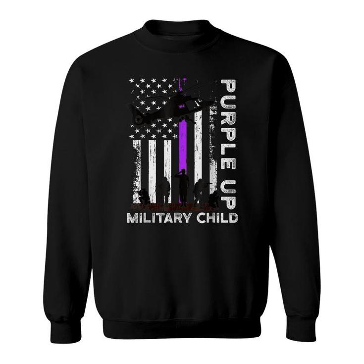Purple Up Military Kids Military Child Month Us Flag  Sweatshirt