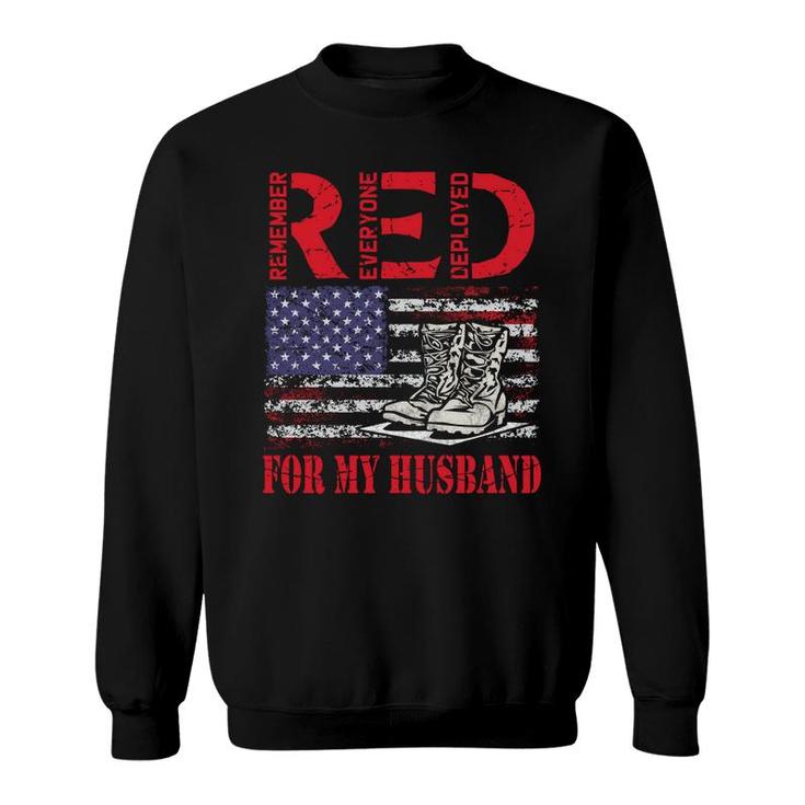 Red Friday For My Husband Army Military Wife Us Flag Veteran   Sweatshirt