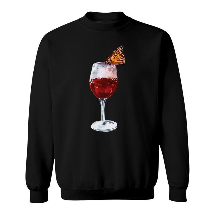 Red Wine Monarch Butterfly Alcohol Themed Gif Sweatshirt