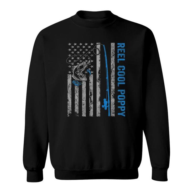 Reel Cool Poppy Fathers Day American Flag Fishing Sweatshirt