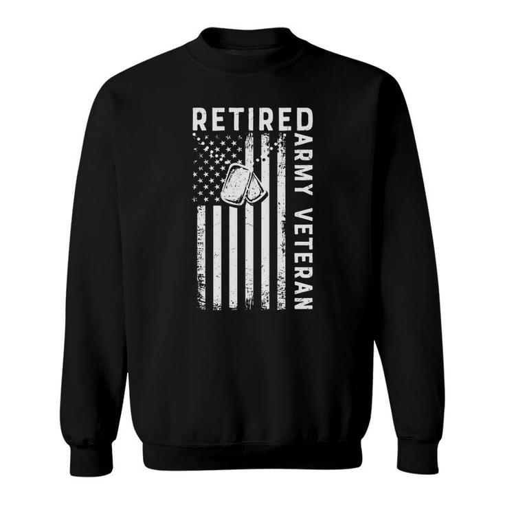 Retired Army Veteran 2022 White Black Flag Sweatshirt