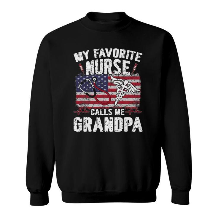 Retro My Favorite Nurse Calls Me Grandpa Fathers Day Gift Sweatshirt