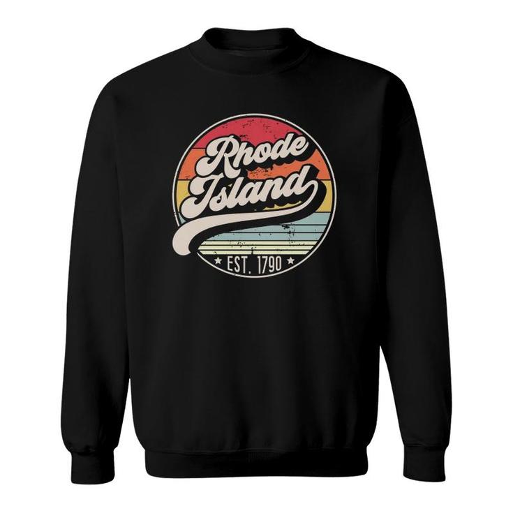 Retro Rhode Island Home State Ri Cool 70S Style Sunset Sweatshirt