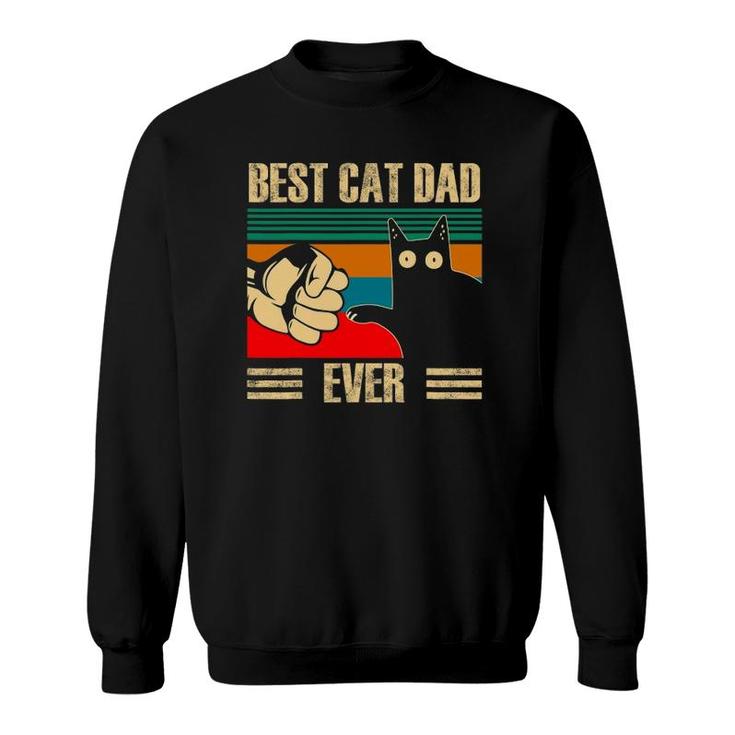 Retro Vintage Best Cat Dad Ever Funny Black Cat Fist Pump Sweatshirt