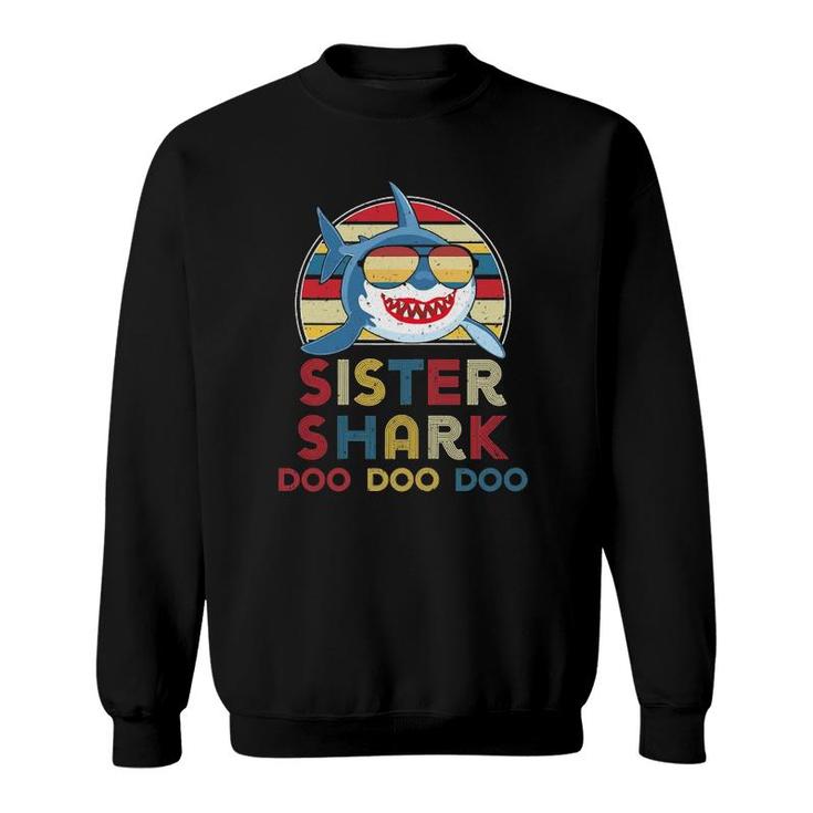 Retro Vintage Sister Sharks Gift For Kids Girls Sweatshirt