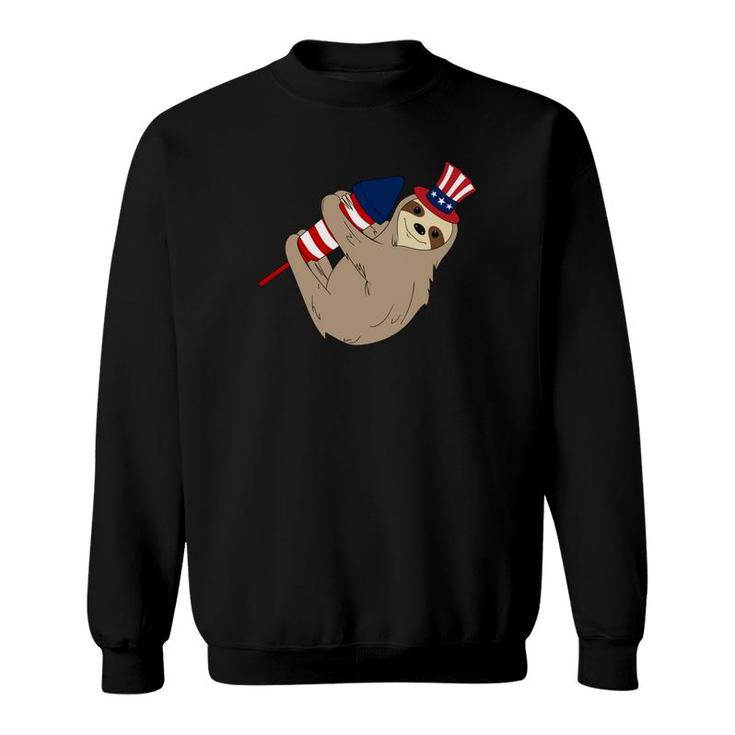 Rocket Firecracker Sloth American Flag 4Th July Sweatshirt