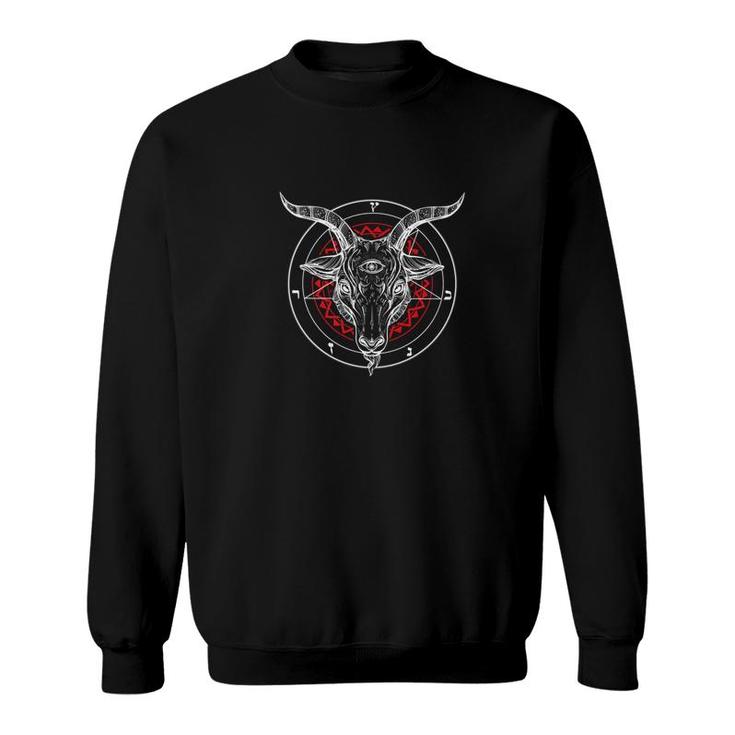Satan Goat Baphomet Circle Satanic Church Sweatshirt