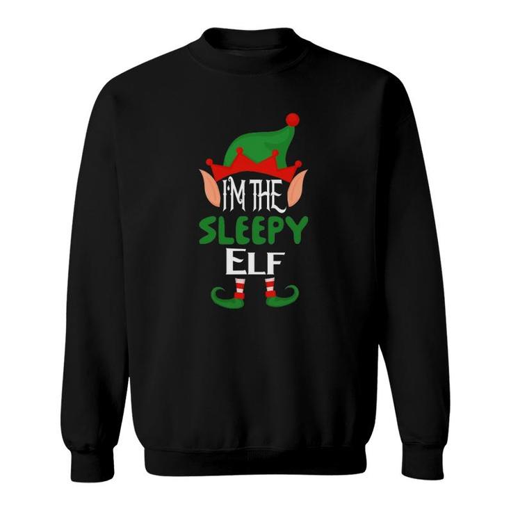 Sleeppy Elf Costume Funny Matching Group Family Christmas Pjs Sweatshirt