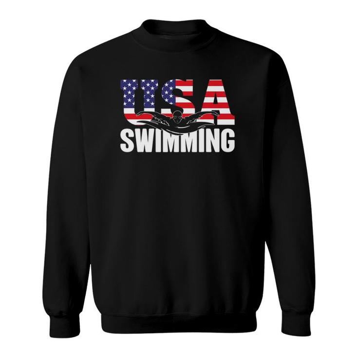 Swimming Us American Flag Water Swimmer & Swim Sweatshirt