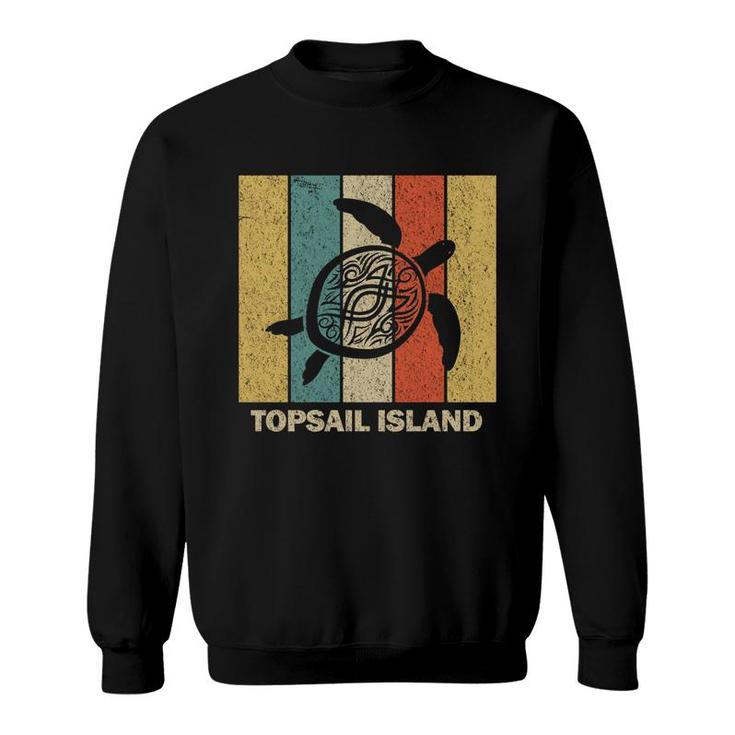 Topsail Island North Carolina Retro 80S Tribal Sea Turtle   Sweatshirt