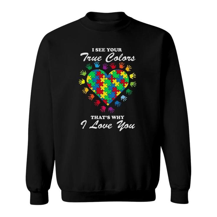 True Colors Heart Puzzle Cool Autism Awareness Gift Sweatshirt