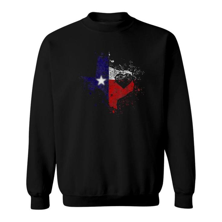 Tx State Tee Gift Distressed Retro Home Heart Texas Map Flag Sweatshirt