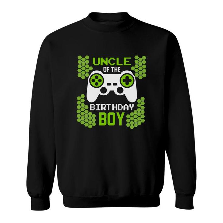 Uncle Of The Birthday Boy Matching Video Gamer Green Sweatshirt