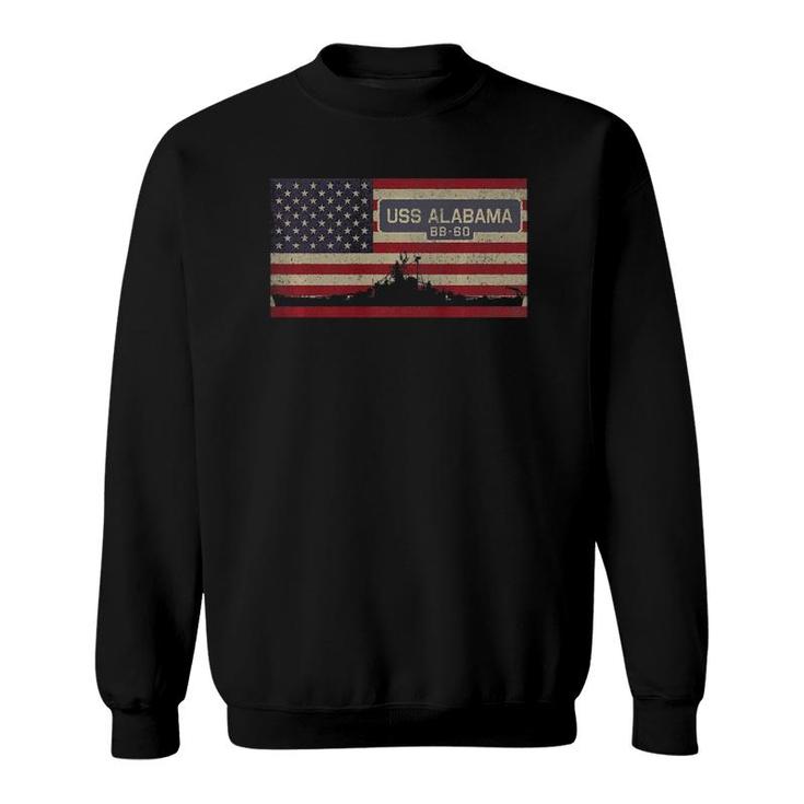Uss Alabama Bb-60 Battleship Gift Usa American Flag Sweatshirt