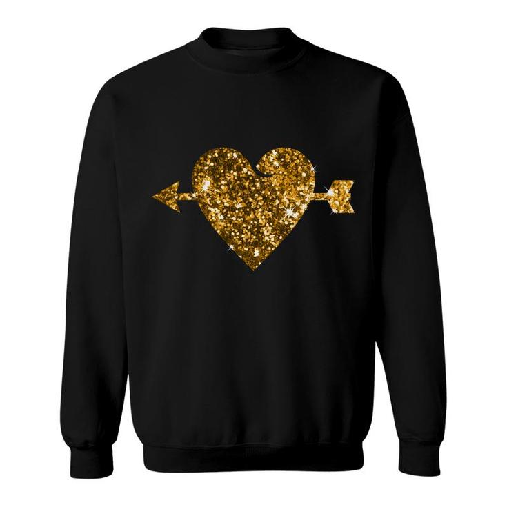 Valentines Day Gold Valentine Heart With Arrow Sweatshirt