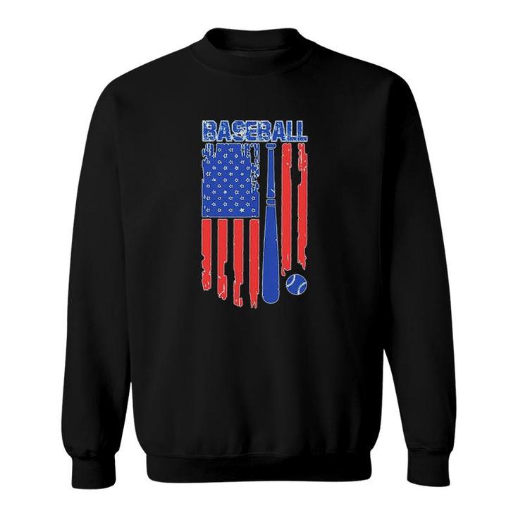 Vintage Cool Baseball American Flag Print Sweatshirt