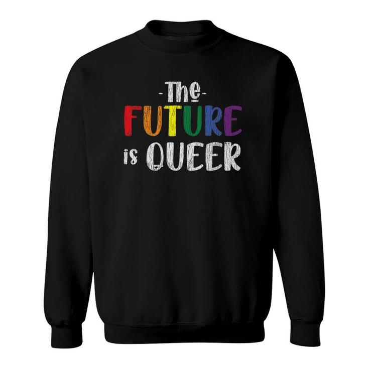 Vintage Rainbow The Future Is Queer Pride Lesbian Gay Lgbtq Sweatshirt
