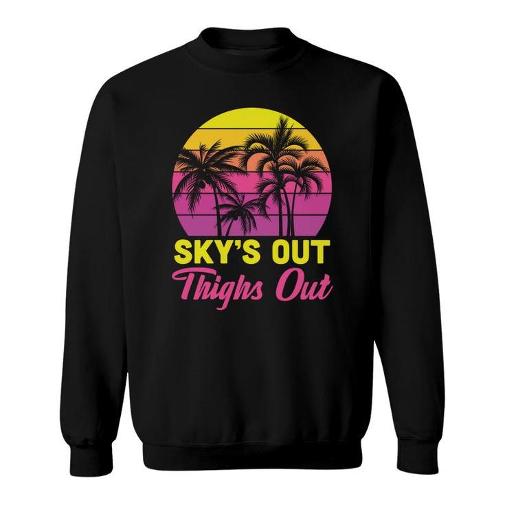 Vintage Retro Sunset 80S 90S Skys Out Thights Out Sweatshirt