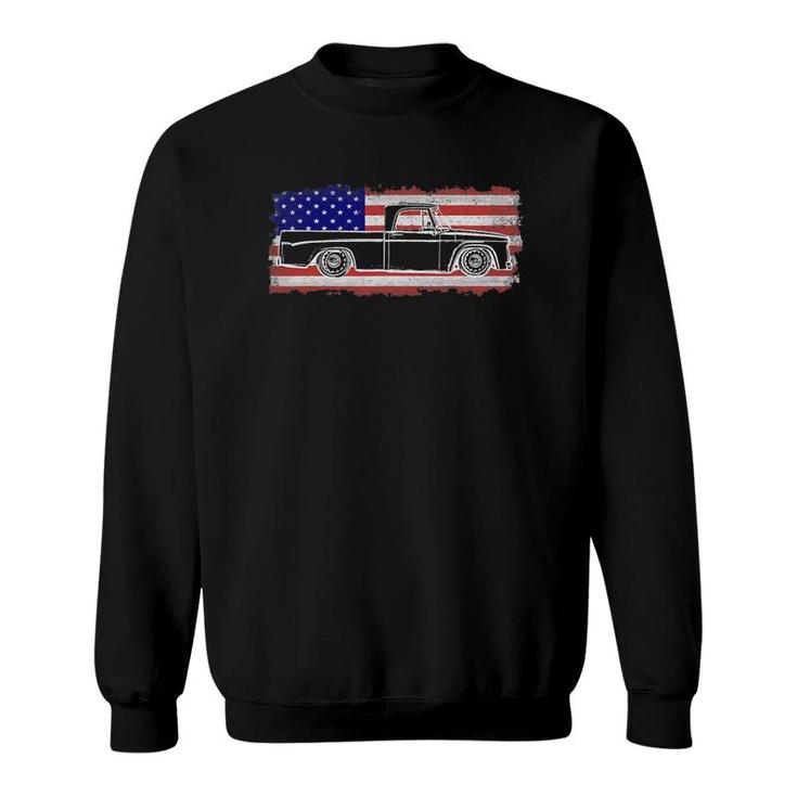 Vintage Sweptline Truck Usa Flag Slammed Bagged Sweatshirt