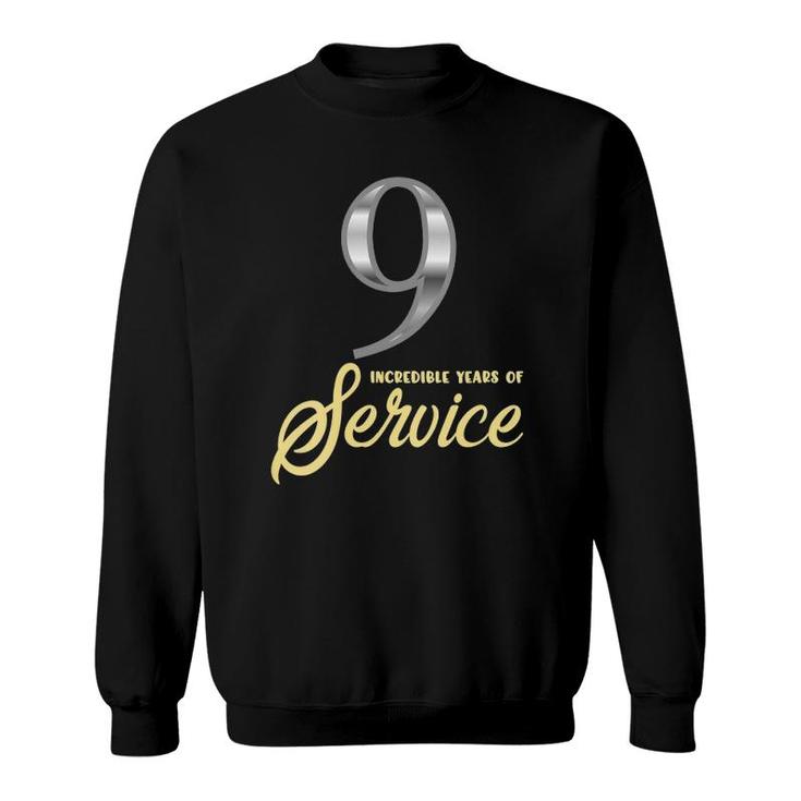 Womens 9 Years Of Service 9Th Employee Anniversary Appreciation V-Neck Sweatshirt