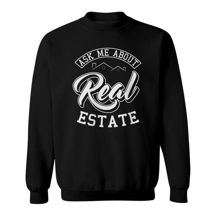 Womens Ask Me About Real Estate Agent Broker Property V-Neck Sweatshirt
