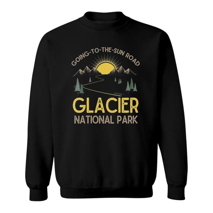 Womens Going To The Sun Road Glacier National Park Retro Montana V-Neck Sweatshirt
