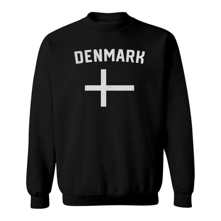 Womens I Love Denmark Minimalist Danish Flag V-Neck Sweatshirt